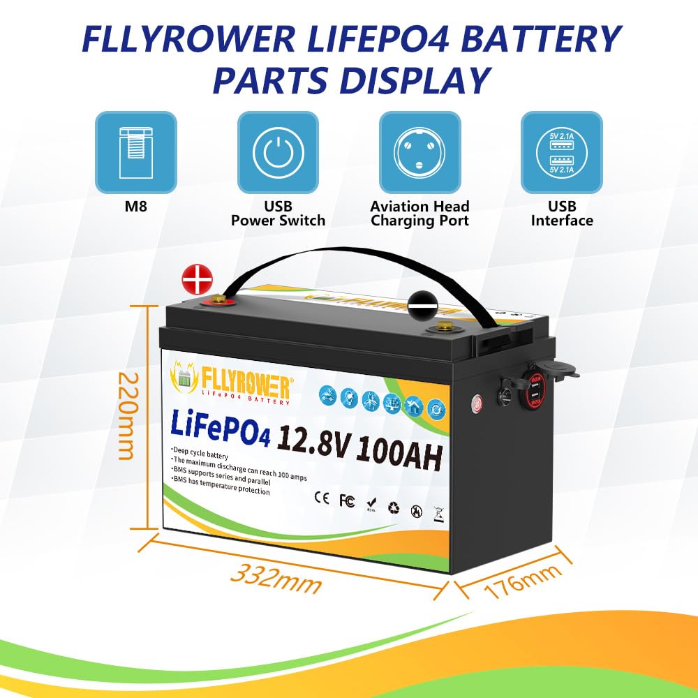キャンピングカー アウトドア Lifepo4 12v100A Amazon.com: FLLYROWER Lifepo4 Battery 12v 100ah with Grade A