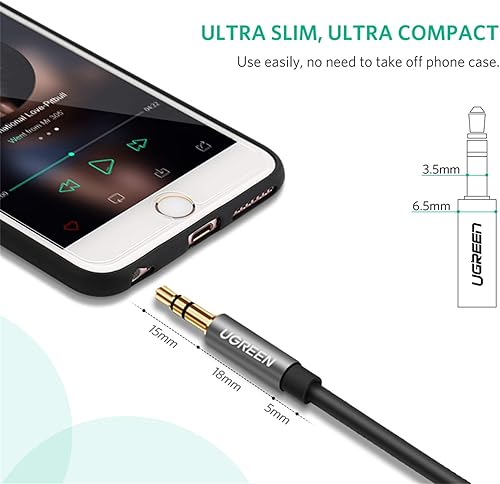 Miniatura 8 de UGREEN Cable de extensión de auriculares de 0.138 in chapado en oro, cable de extensión auxiliar de audio estéreo macho a hembra, extensor de cable