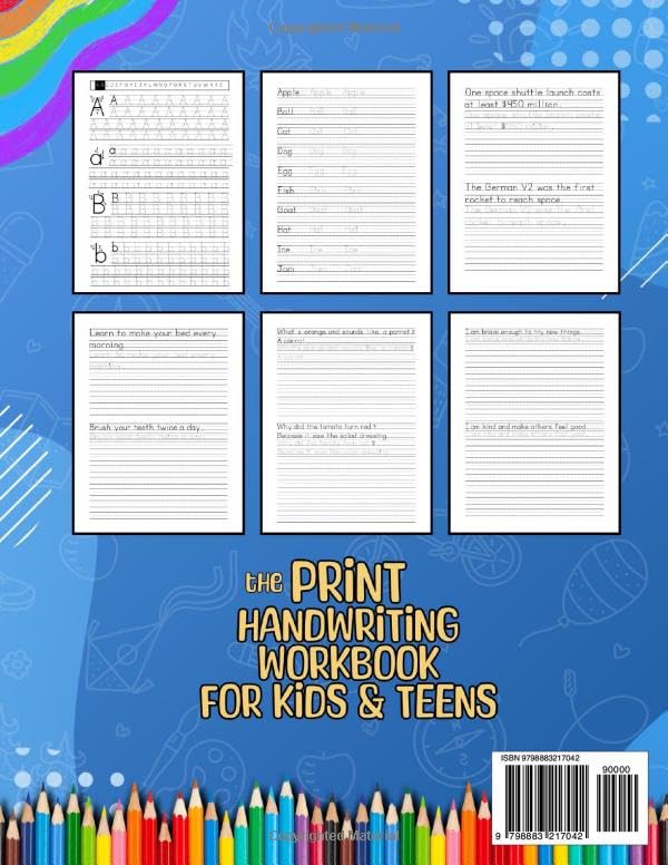 The Print Handwriting Workbook: Improve Your Penmanship with Letter, Word & Sentence Tracing, Science Facts, Dog Facts, Life Skills, Positive Affirmations for Kids 8-12 & Teens - Image 2