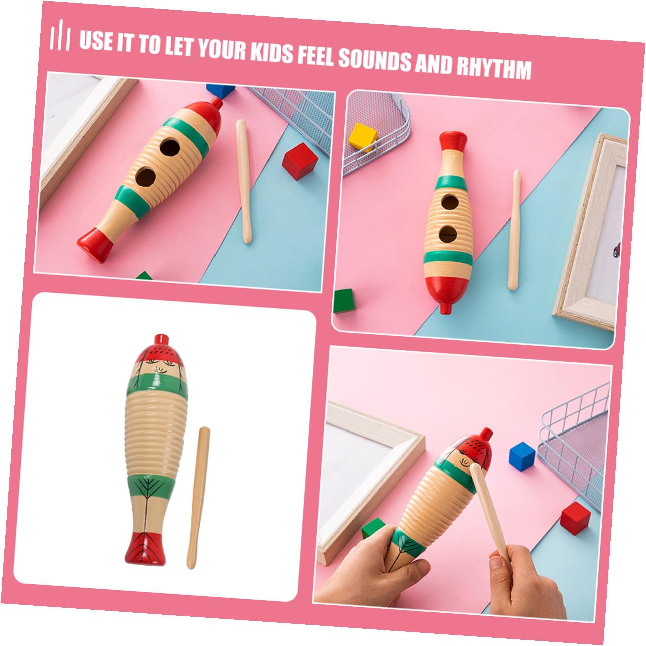 Juguetes de Instrumento de Percusión para Niños Pequeños de Madera, 4 Piezas Reutilizables con Diseño Delicado y Fáciles de Guardar para Diversión Educativa