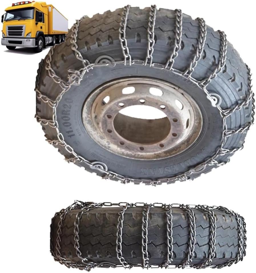 Set of 2 Snow Chains For Cars Suv Pickup Trucks Commercial trucks AVT- Quick Fit AND Easy Installation,Reusable Universal Emergency Traction Snow Chains 11R22.5 2pcs 315/70R22.5