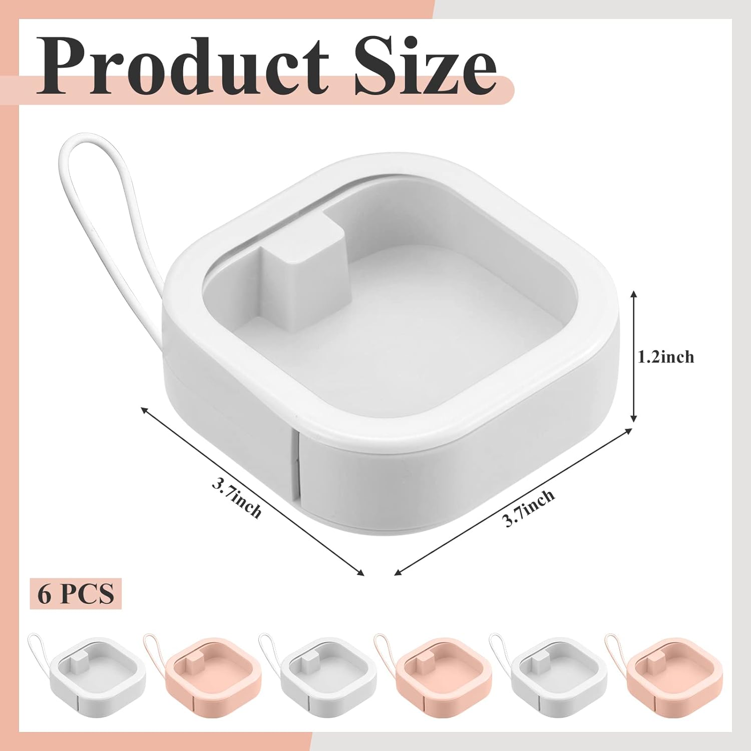 Kathfly 6 Pcs Hair Tie Container Dispenser Organizer Hair Tie Holder Travel Portable Bobby Pin Holder Cotton Swabs Dispenser Women Bathroom Storage Accessory Travel Essentials(Pink, White) - Image 2