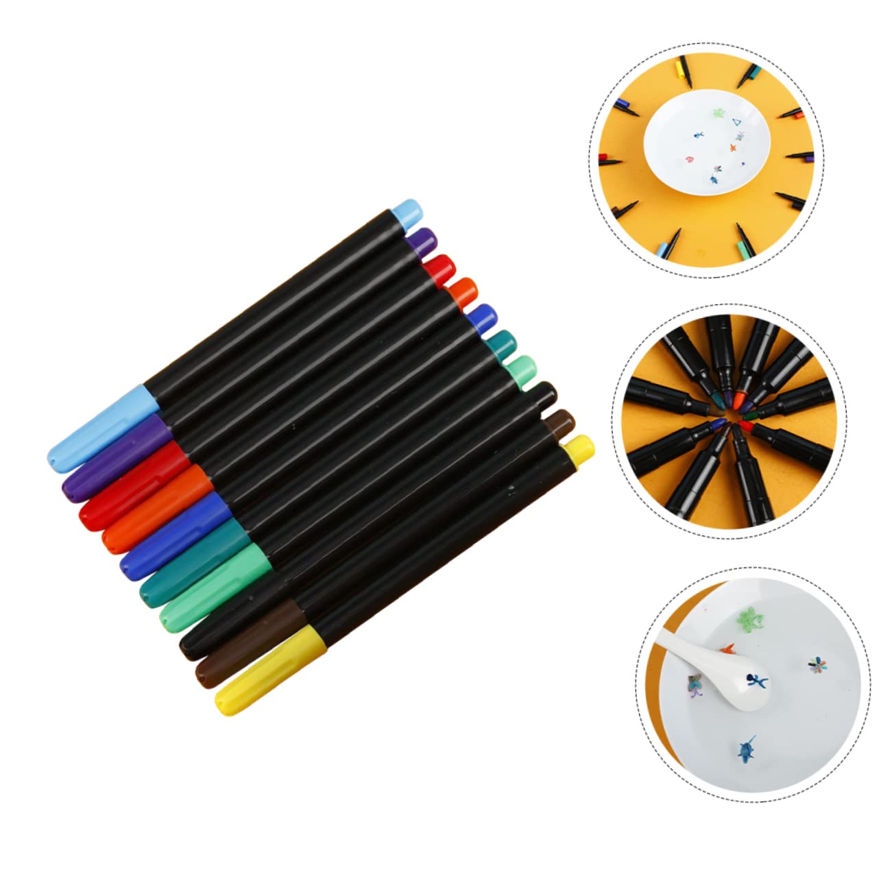 jojofuny 4 set Pennello Per Pittura In Per Acquerello Bianco Lavabile Pennarello Per Scrittura Domestica Cancelleria Per La Scuola Pennarello 10 pezzi * 4