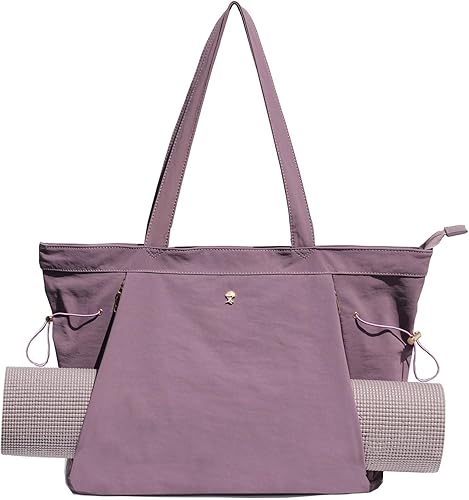 Miniatura 12 de ESVAN Bolsa de yoga para mujer, bolsas de hombro con cordón para oficina, entrenamiento, viajes, transporte, pilates, gimnasio y playa Púrpura