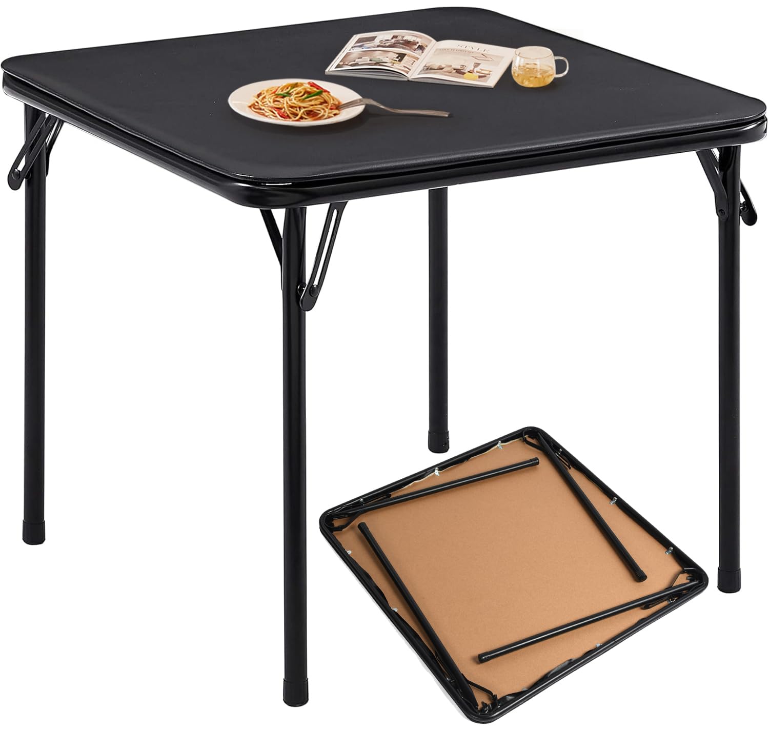 Amazon.com: FurnitureR Square Folding Card Table 33.9 inch, Multi