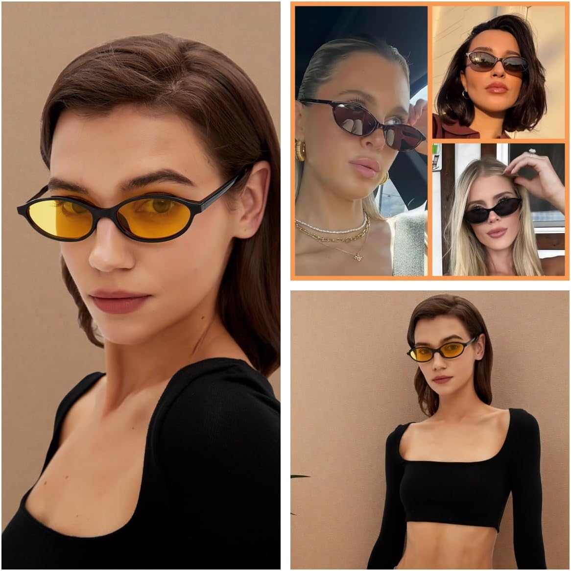 Retro Oval Sunglasses for Women Men Fashion Small Oval Sunglasses 90s Vintage Shades,UV400 Protection - Image 5