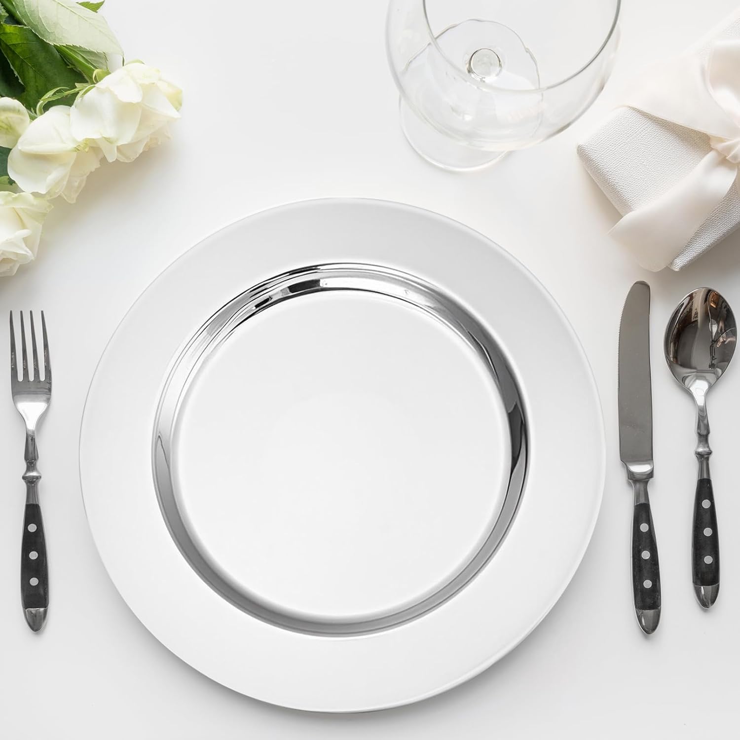 Blcculi 12 Pack Stainless Steel Charger Plates,13 Inch Metallic Silver Charger Plates,Round Stainless Steel Chargers for Dinner Plate,Wedding,Party Decroation