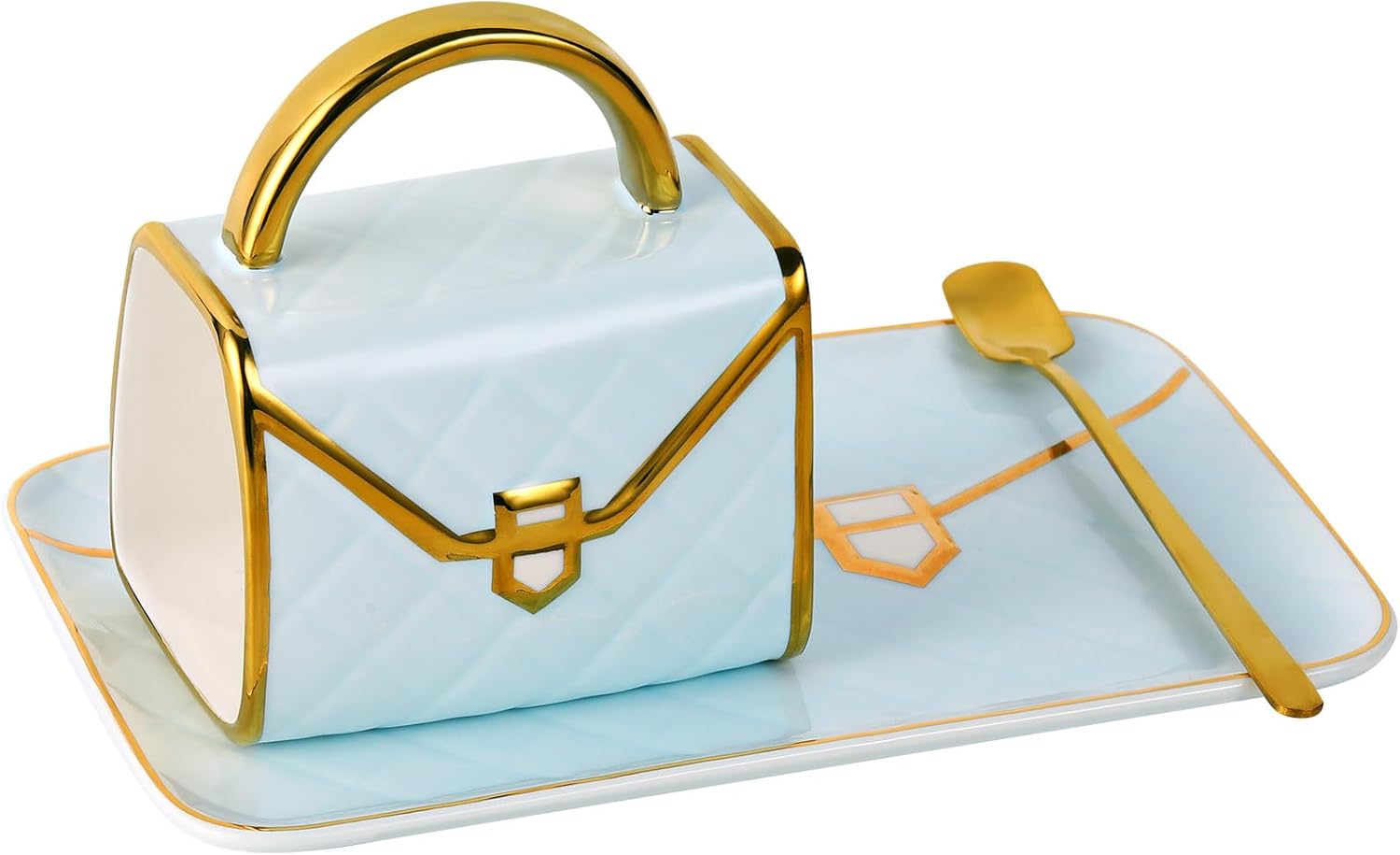 Handbag Shaped Mug, Handbag Coffee Mug And Saucer, Purse Coffee Ceramic Mug Set 10 Oz/ 310 ml Cute Creative Design Travel Tea Cup for Women Men Father's Day Thanksgiving