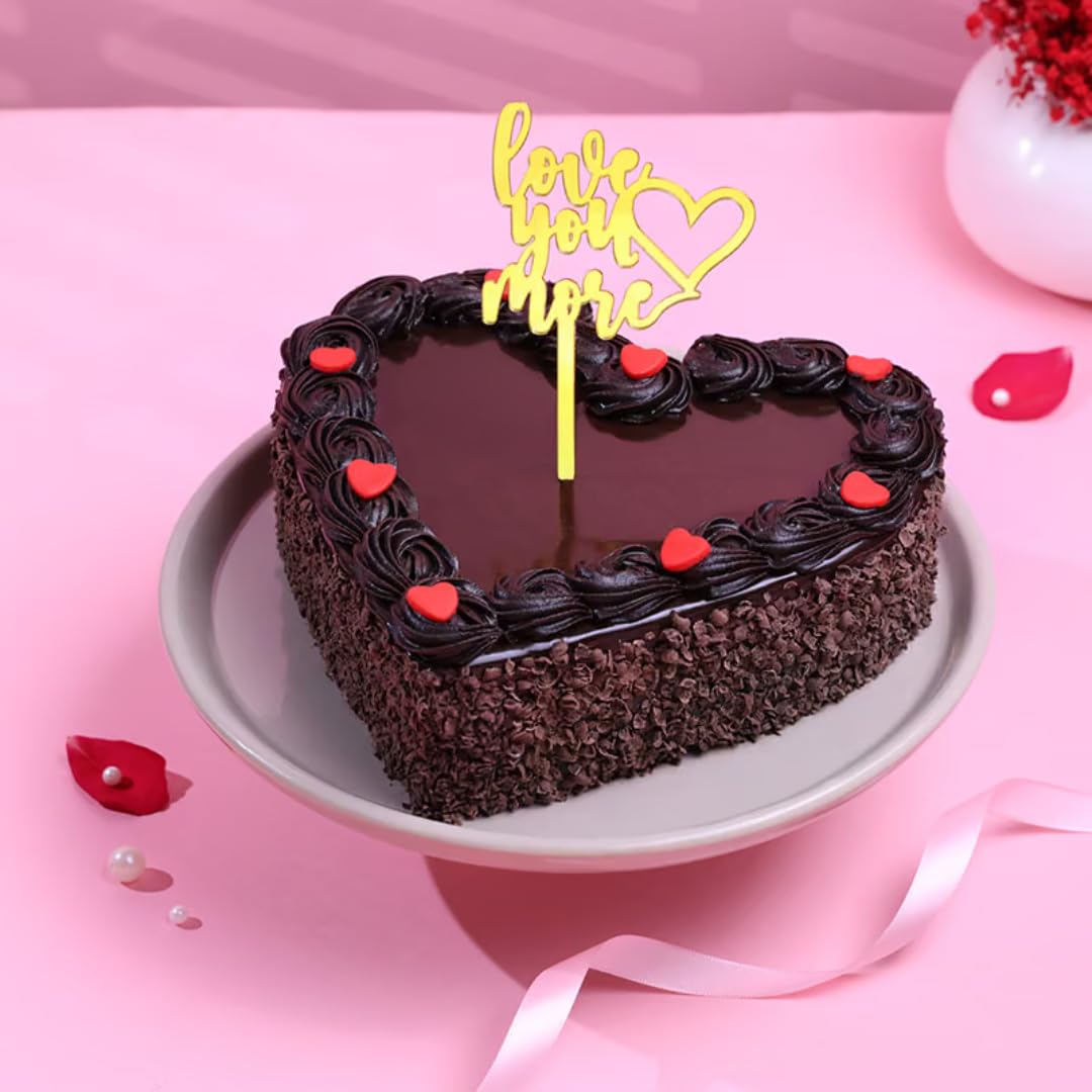 FlowerAura Delicious Fresh 1Kg Heart Full Chocolate Cake With Topper For Birthday | Anniversary | Wedding | Mother's Day | Father's Day | Valentine's Day | Christmas | New Year (Same Day Delivery)-image-46