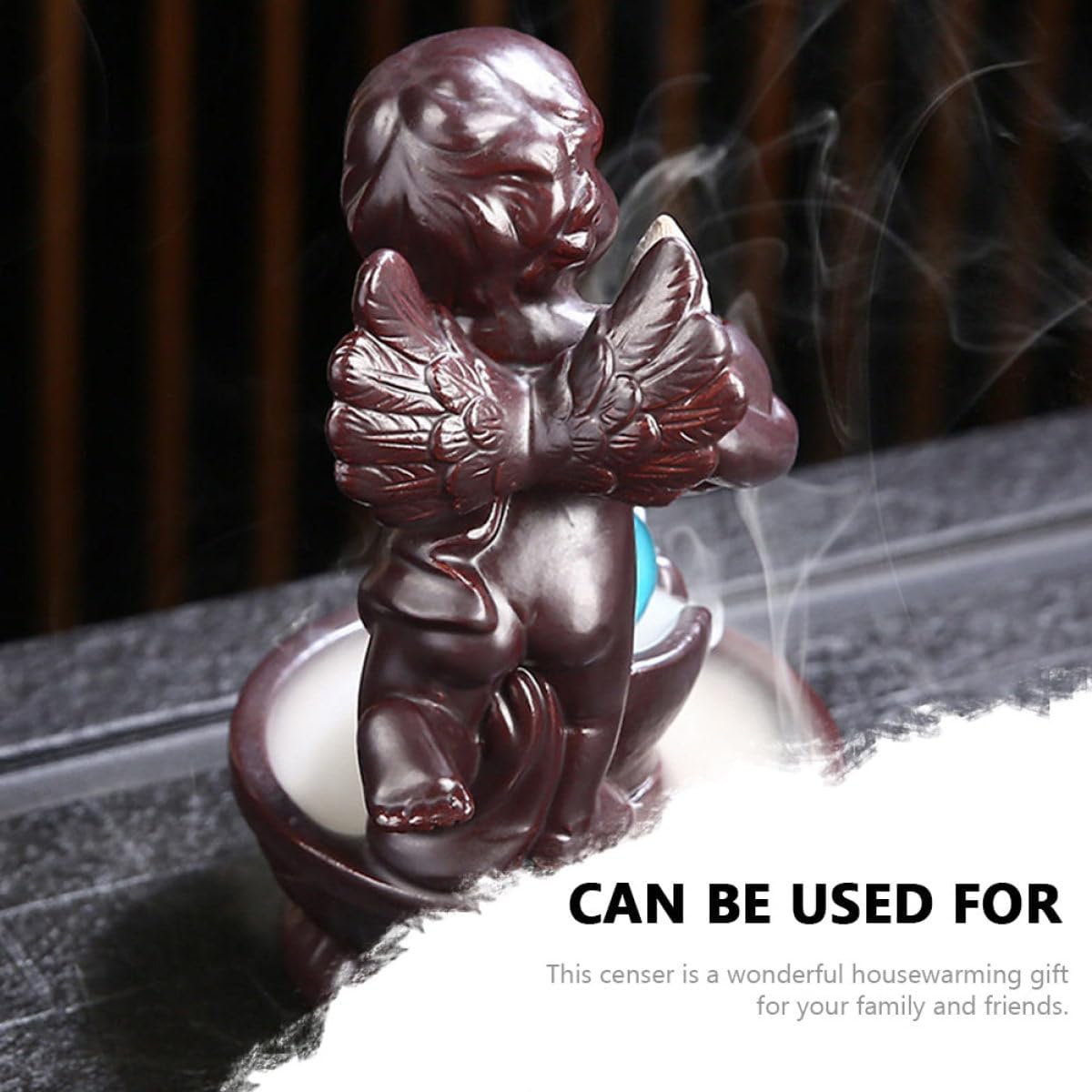 Backflow Incense Burner Ceramic Censer Incense Holder Small Angel Desktop Decoration for Home Fragrance and Meditation