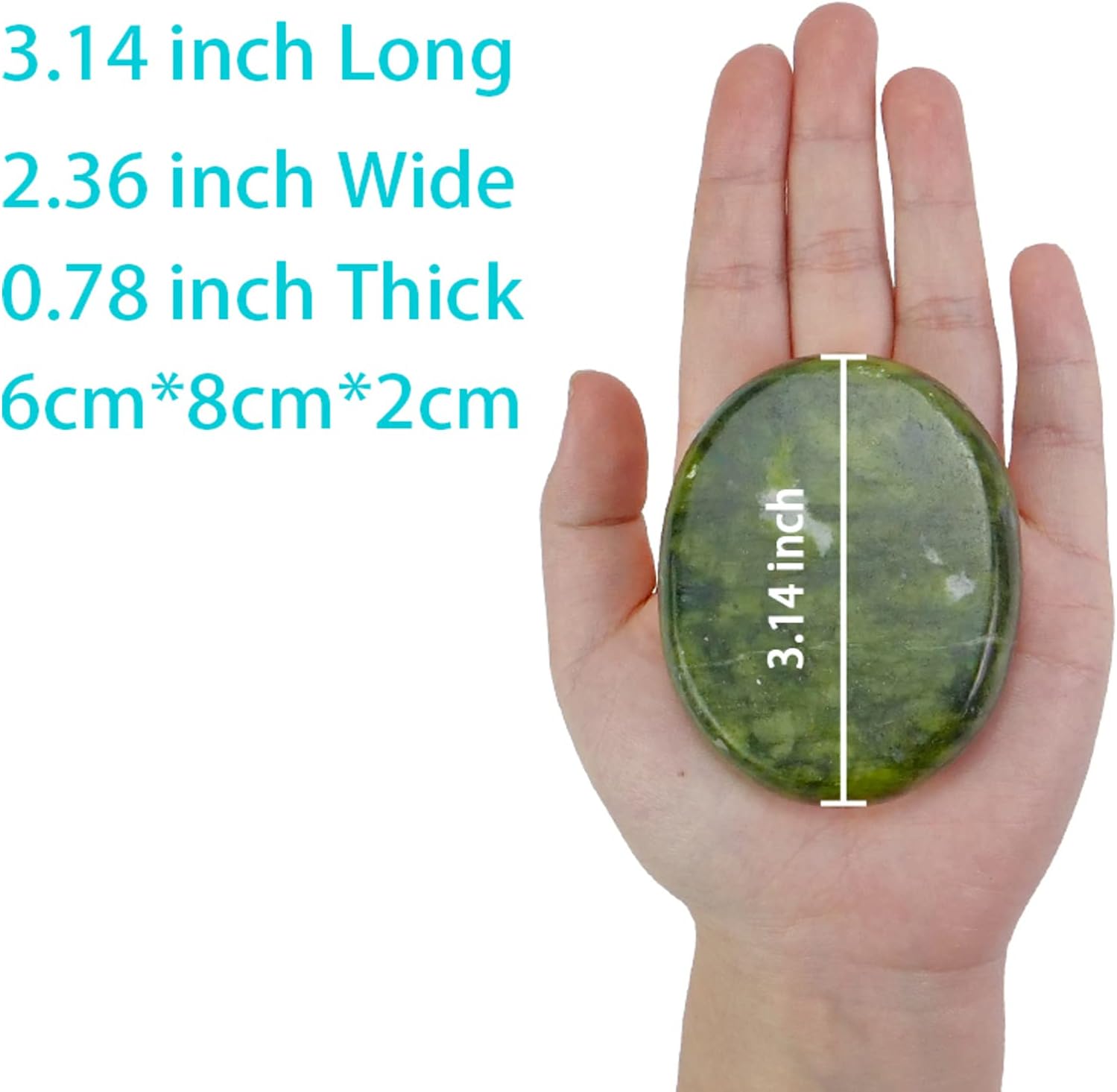4Pcs Hot Massage Stones Set Natural Green Jade Heated Warmer Stone for Spa Massage 2.36 x 3.14in (6x8cm)