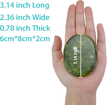 4Pcs Hot Massage Stones Set Natural Green Jade Heated Warmer Stone for Spa Massage 2.36 x 3.14in (6x8cm)