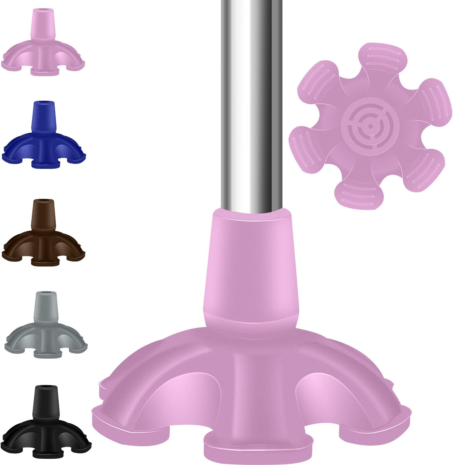 Cane Tips 3/4 inch 6 Support Cane Feet Self Standing Cane Tip 6 Support Feet Heavy Duty Rubber Cane Tip for Walking Canes Walking Sticks Folding Canes