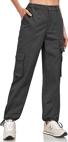 Miniatura 3 de VEOBIKE Women's Cargo Work Pants Elastic Waist Straight Leg Casual Travel Hiking Pants Loose Cotton Military Pants 7 Pockets