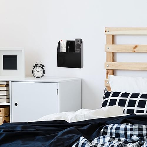 Miniatura 8 de Yeeco Soporte de pared acrílico para control remoto, 2 compartimentos, soporte de pared negro para bolígrafo, soporte de pared de 5.3 x 1.6 x 5.6