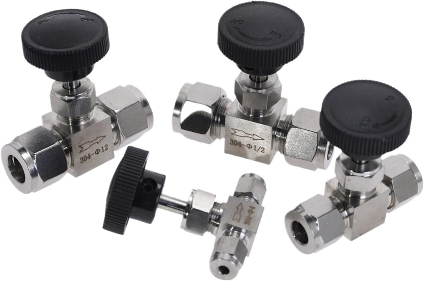 Stainless Steel 304 Adjustable Needle Valve O.D 3 4 6 8 10 12 Mm Tube Acid High Pressure Proof Straight Card Set Crane Valve(8mm)