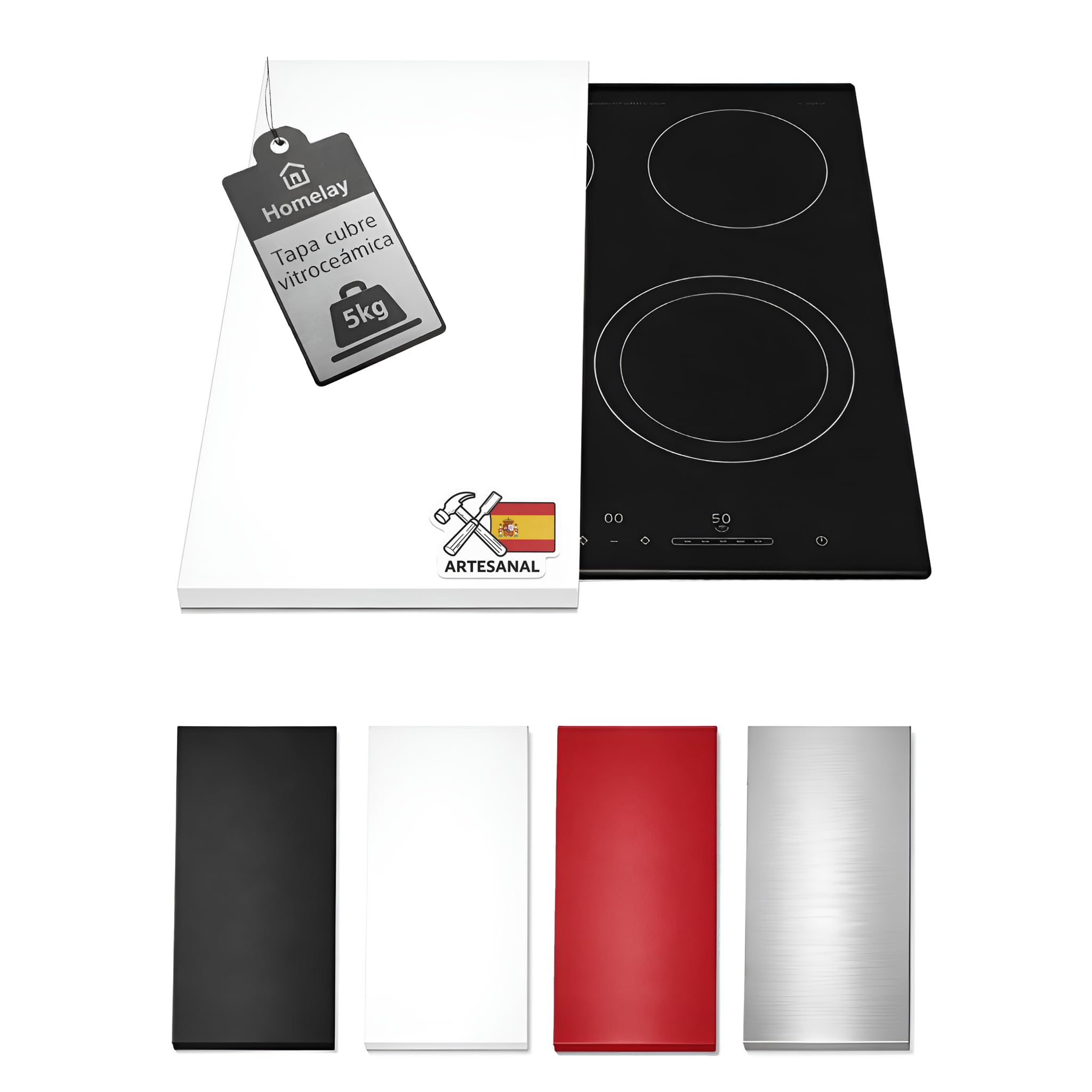 HOMELAY Tapa para vitroceramica. Tapa cocina induccion (No GAS). 55 x 33 x 2,5 cm. Muy resistente. Hecho en España. Protector de vitroceramica, cubrevitrocerámicas (2, Acero Inoxidable) — view 7