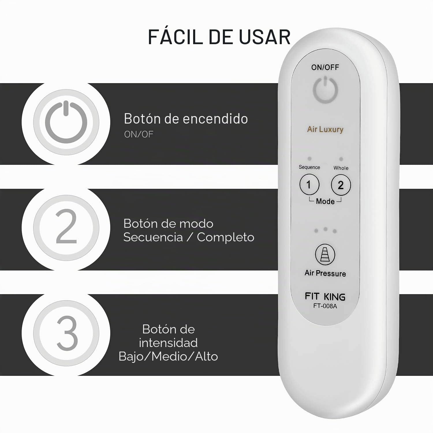 FIT KING Presoterapia Piernas Masajeador de Piernas Brazo Ternera Masajeadores para Dolor y Circulación Máquina de Compresión para Piernas Cansadas y Doloridas Recuperación Muscular