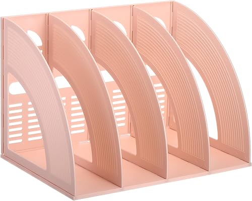 Miniatura 1 de PATIKIL Soporte para archivador de revista, plástico vertical de 4 compartimentos, libro de archivos de escritorio, periódico, estante de