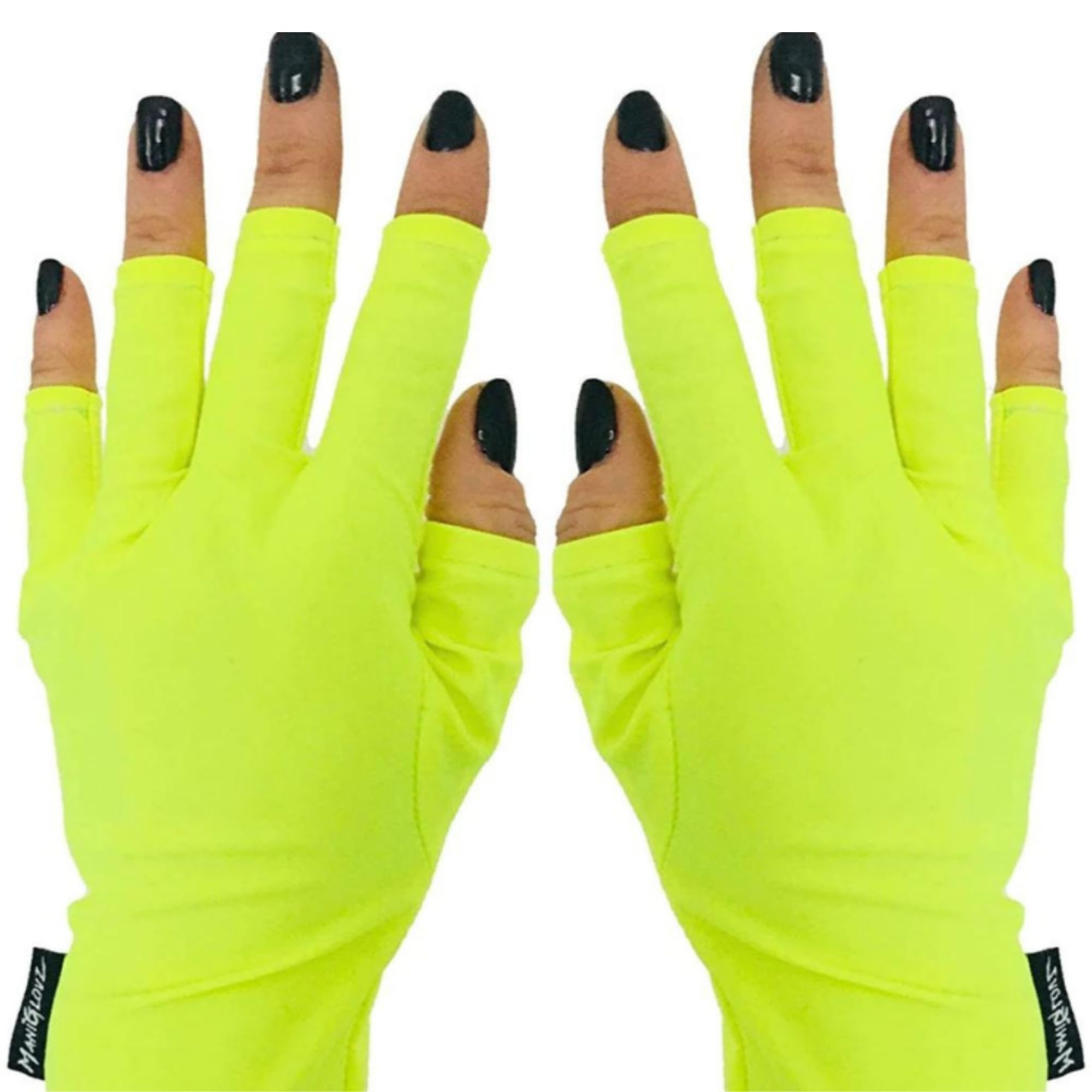 ManiGlovz Gel Nail Manicure Anti-UV and Sunblock Protection Shield Gloves to use with UV and LED Dry Lamps (Neon Yellow)