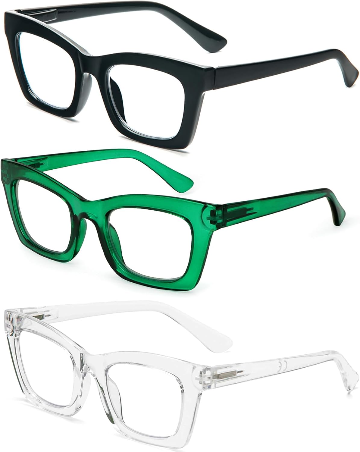 REAVEE Oprah Style Reading Glasses for Women, Blue Light Blocking Stylish Oversized Computer Readers Spring Hinge - Image 2