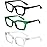 REAVEE 3 Pack Oprah Style Reading Glasses Blue Light Blocking Computer Square Readers for Women with Spring Hinge Anti Glare/Eyestrain, Black Green Clear 2.0