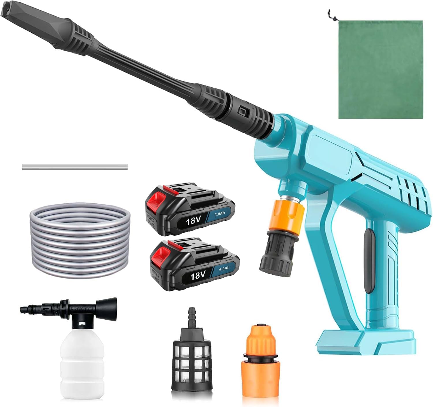 Cordless Pressure Washer,for Makita 18V 2x 3.0AH Battery,Portable Pressure Cleaner 3 In 1 Nozzle,Water Pump 5M Hose,for Car/Floor/Garden Cleaning & Watering