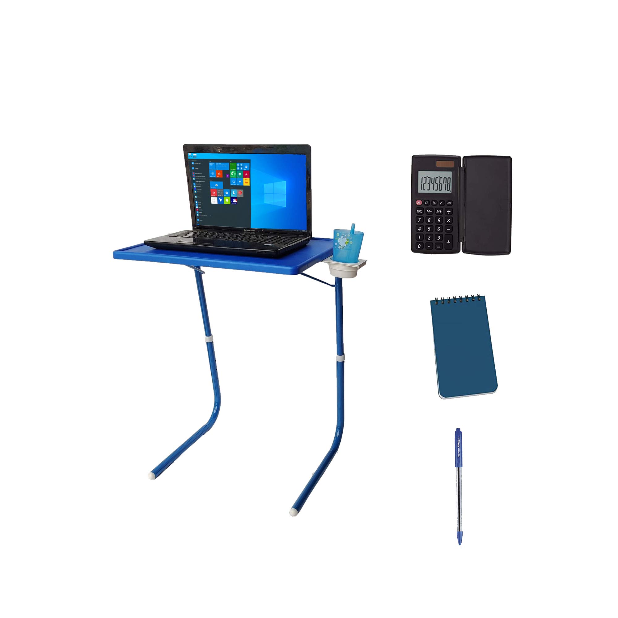 UR LITTLE SHOP Table Mate_Laptop Table_Kids Table_Study Table_Adjustable Table Blue Color with Calculator_Pocket Spiral Book_Pen U1