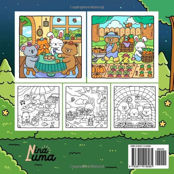 Snuggly Friends: Cute Coloring Book for Adults and Teens with Cozy Fuzzy Animals in Hygge Moments for Relaxation, with Exclusive Music for a Complete Coloring Experience - Preview 4