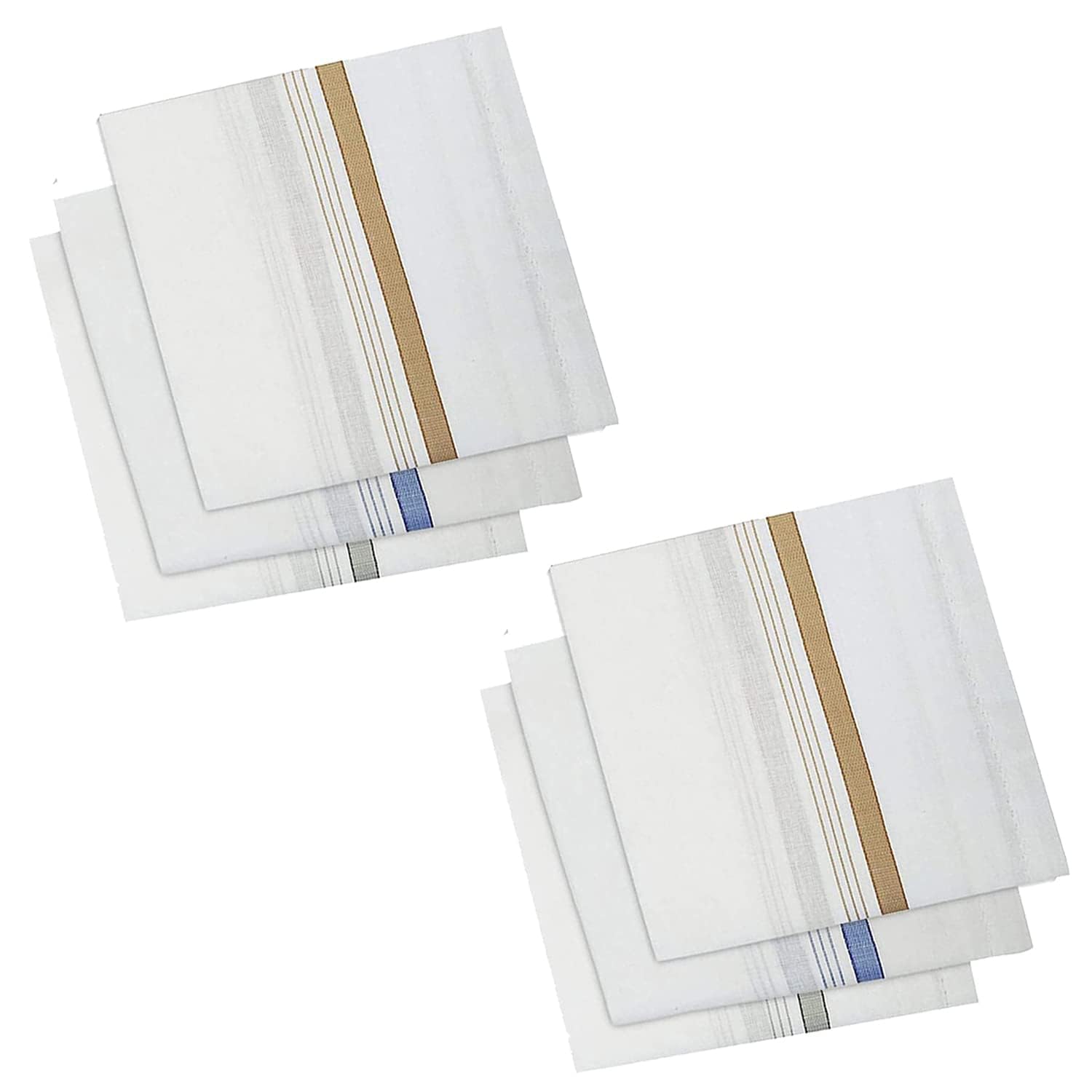 Kuber IndustriesKuber Industries Premium Cotton Handkerchief For Men|Pocket Hanky For Men|Neat Stiched With Lining Print " 41x 41 CM"|Pack of 6 (White Multi)