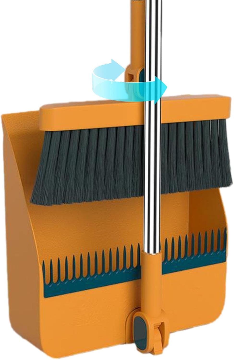 Dustpan and Brush Set Long Handled,Broom and Dustpan Set,Tall 180 Degree Rotating