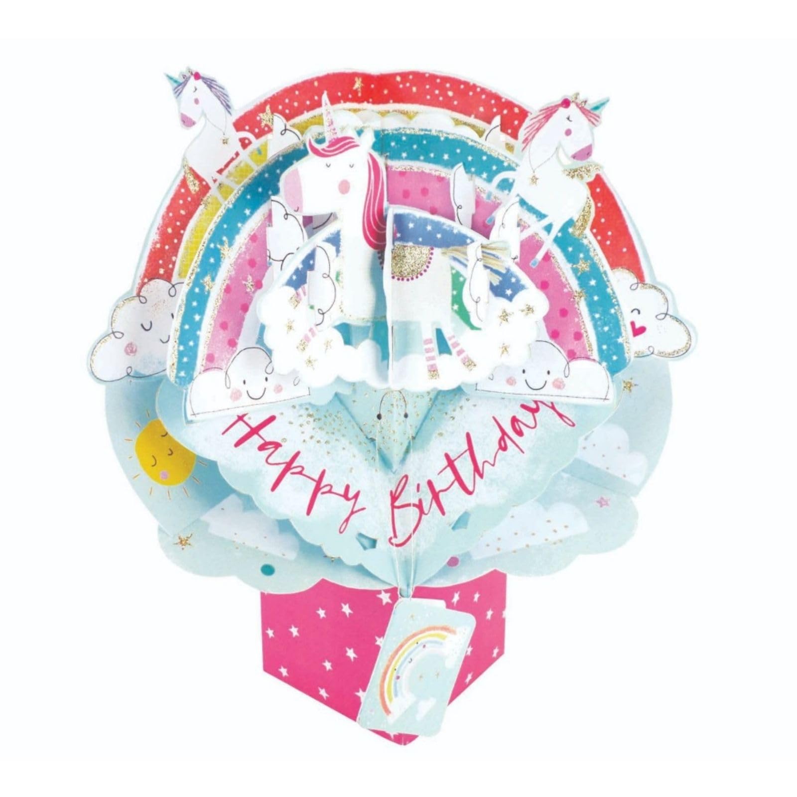 Birthday Unicorns Pop-Up Greeting Card Original Second Nature 3D Pop Up Cards