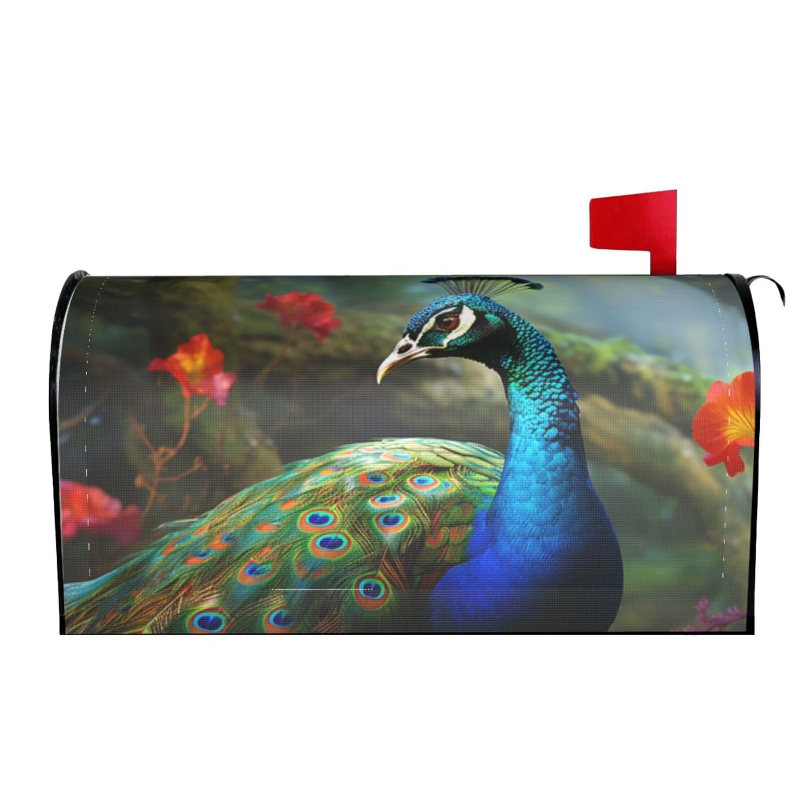 Spring Summer Mailbox Covers Magnetic Letter Post Box Cover Colorful Peacock Mailbox Wrap Decoration Mailbox Post Cover for Garden Yard Outside Welcome Decor 21x18 in