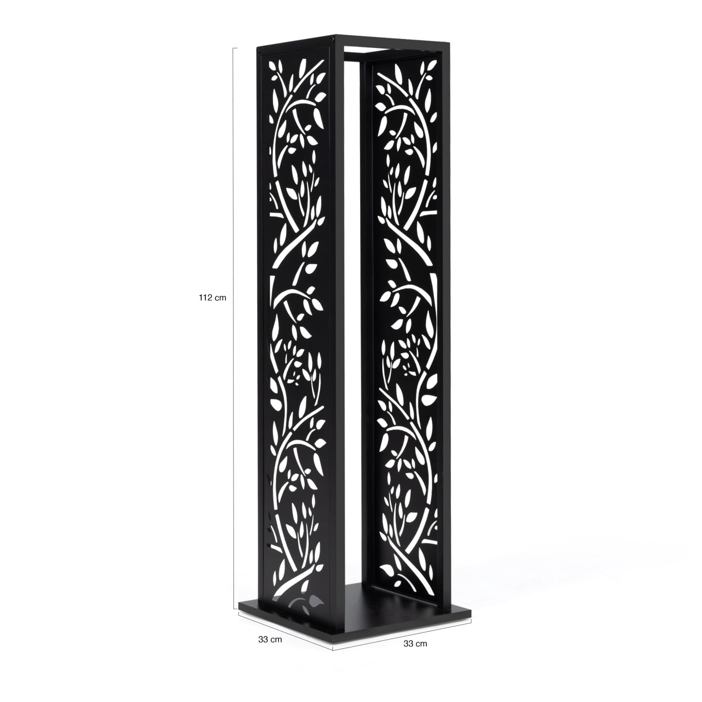 IDMarket - Vertikale Holzablage aus schwarzem Stahl mit Baum-Motiv H.112 cm