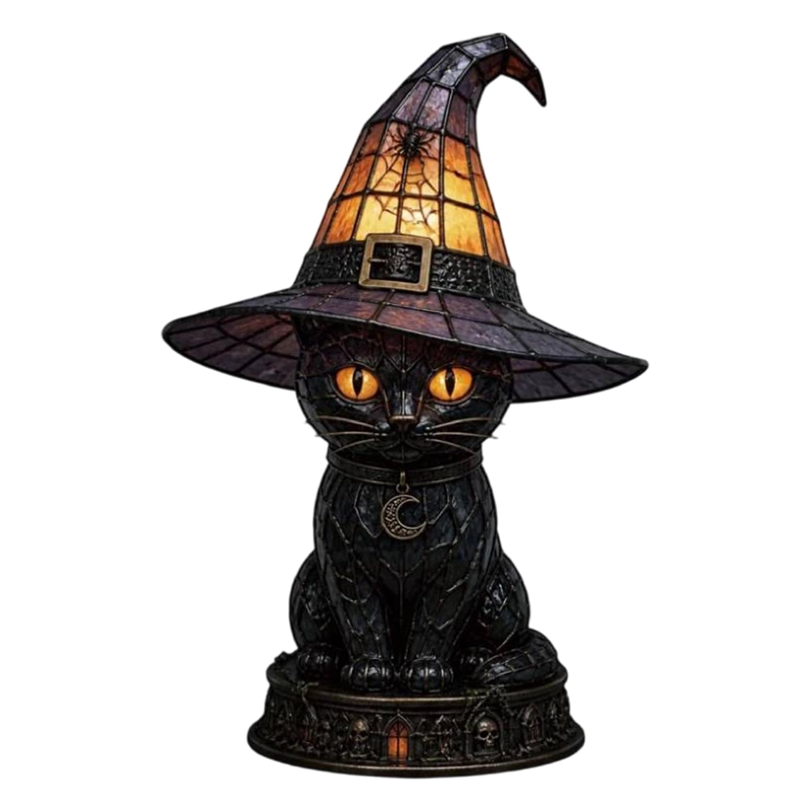 Halloween Gothic Night Light, 2D Acrylic Witch Hat Black Cat Ghost Lamp
