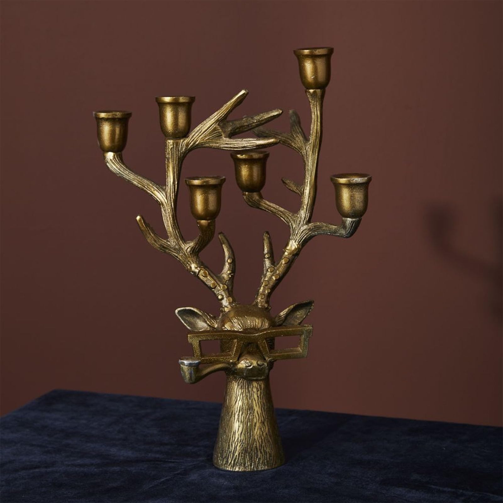 Frankie Deer Antler Candelabra, Antique Gold