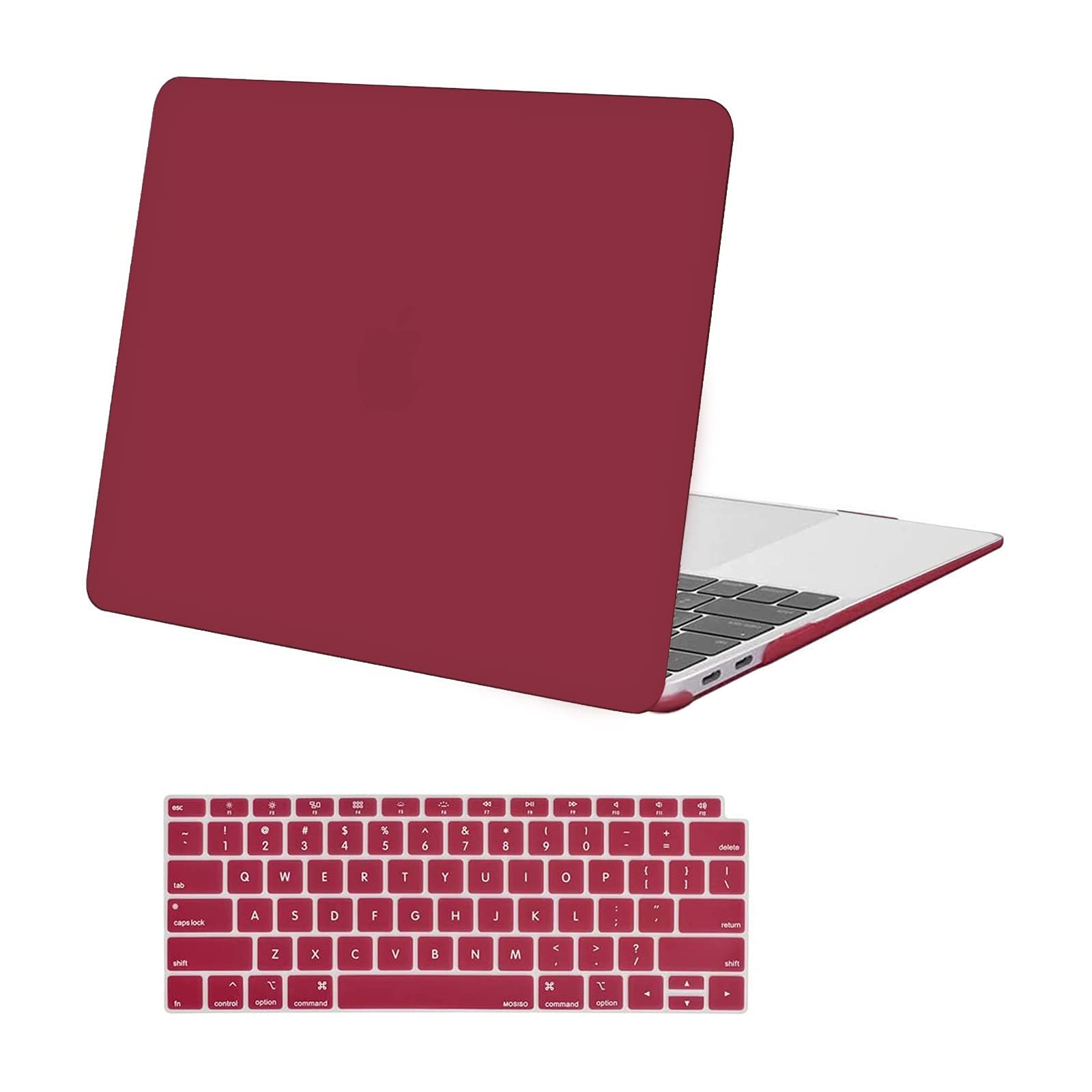 MOSISO Compatible with MacBook Air 13 inch Case 2022 2021 2020 2019 2018 Release A2337 M1 A2179 A1932 Retina Display with Touch ID, Plastic Hard Shell Case & Keyboard Cover Skin, Wine Red
