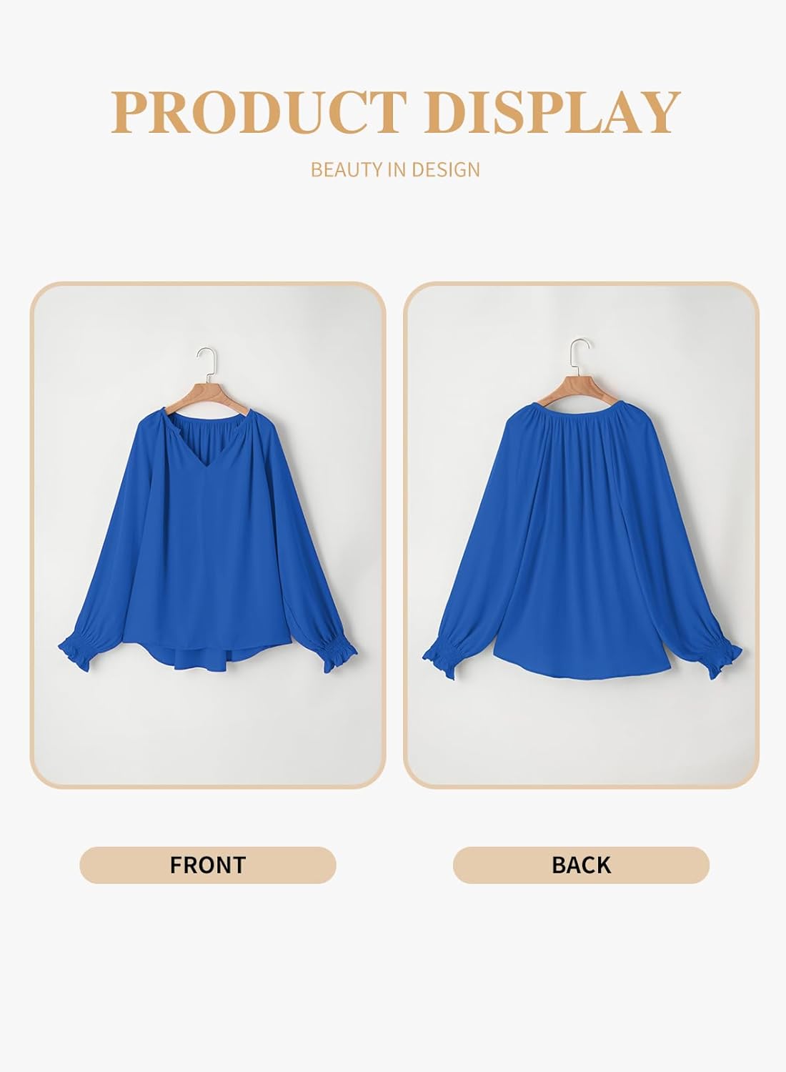 Eytino Womens Plus Size Tops Sexy V Neck Smocked Long Sleeve Casual Chiffon Blouse Flowy Work Shirts(1X-5X) - Image 4