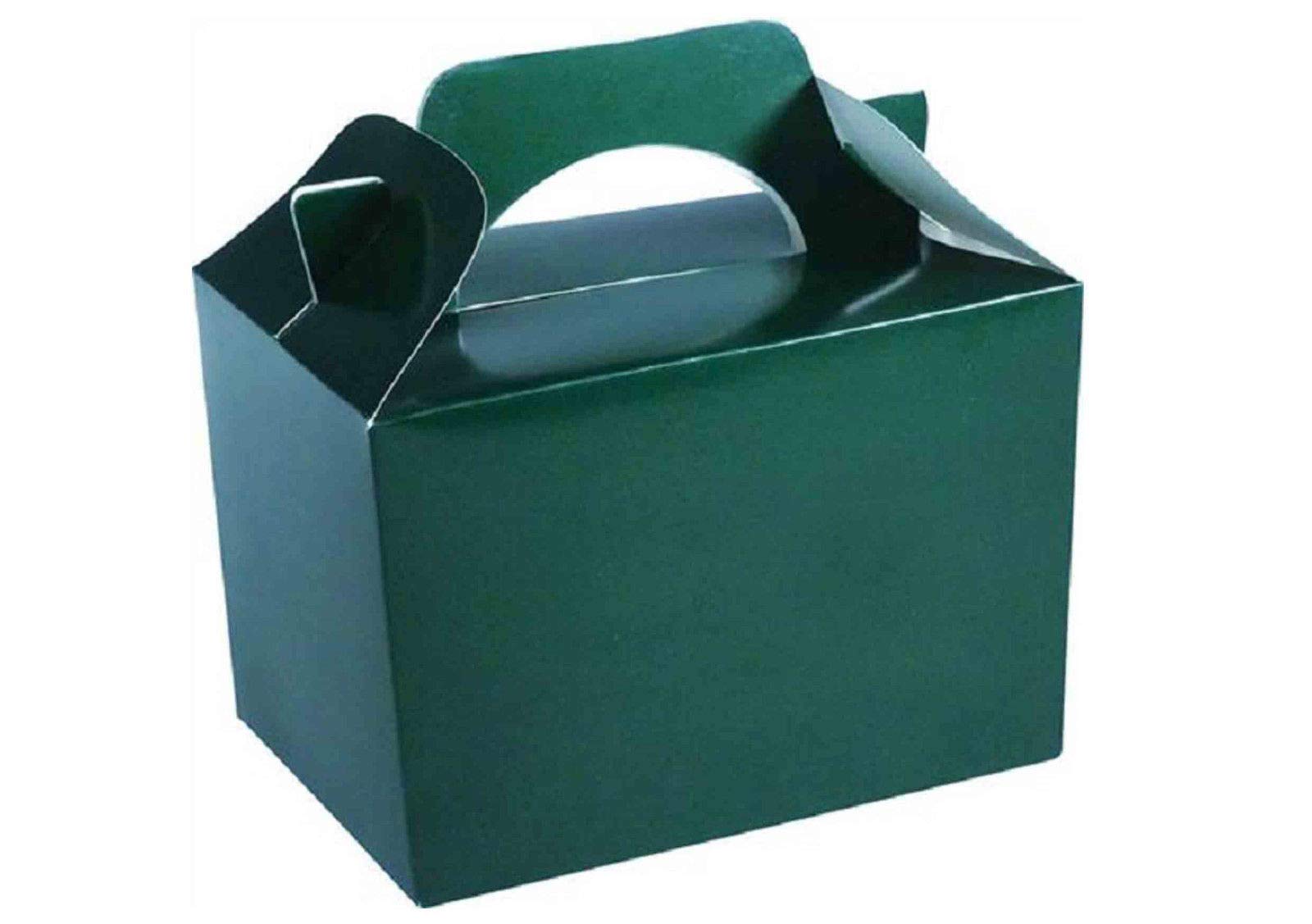 Lotus 20 x Children/Kids Plain Coloured Party Boxes Carry Food Meal Fun Picnic Birthday Wedding Favour/Baby Shower Party Halloween Trick or Treat Box Loot Bag (Forest Green)