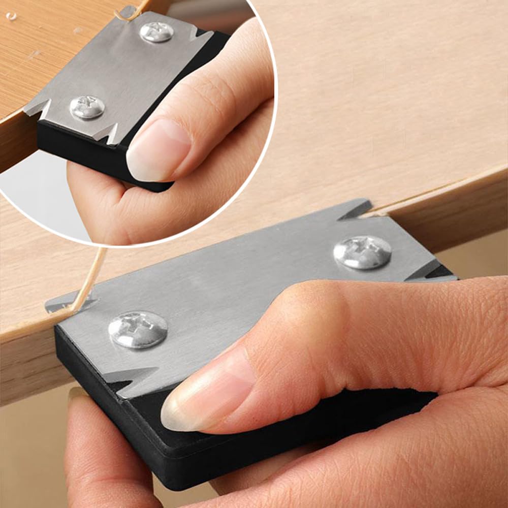 Woodworking Edge Trimmer, Edge Corner Planer,Hand Planer Edge Bander for Burrs (1 black+1 blade)