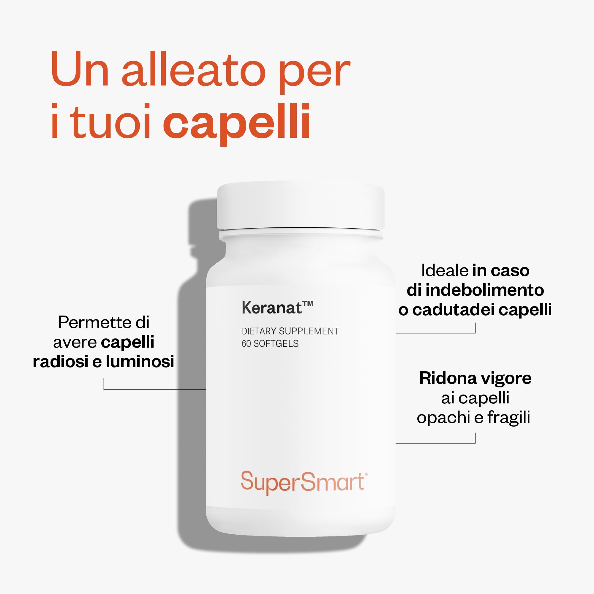Keranat ™ - Salute dei capelli e del cuoio capelluto - SuperSmart | Anticaduta - Arricchito con zinco e biotina (vitamina B8) - Aiuta a mantenere il normale metabolismo - Ingredienti
