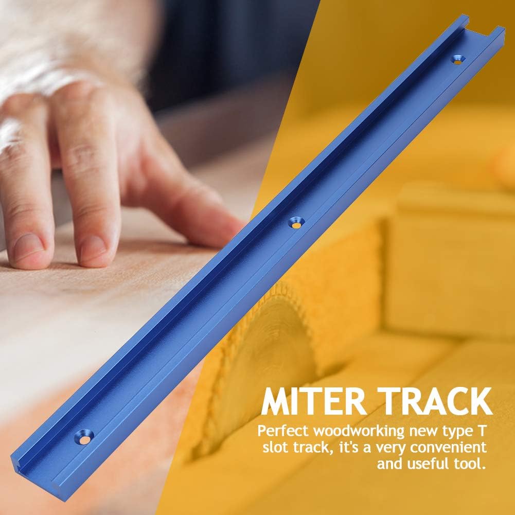 Woodworking T Track Miter Slot 400mm Aluminum Alloy Anodized Blue for Router Table Saw Jig Fixture and DIY Projects