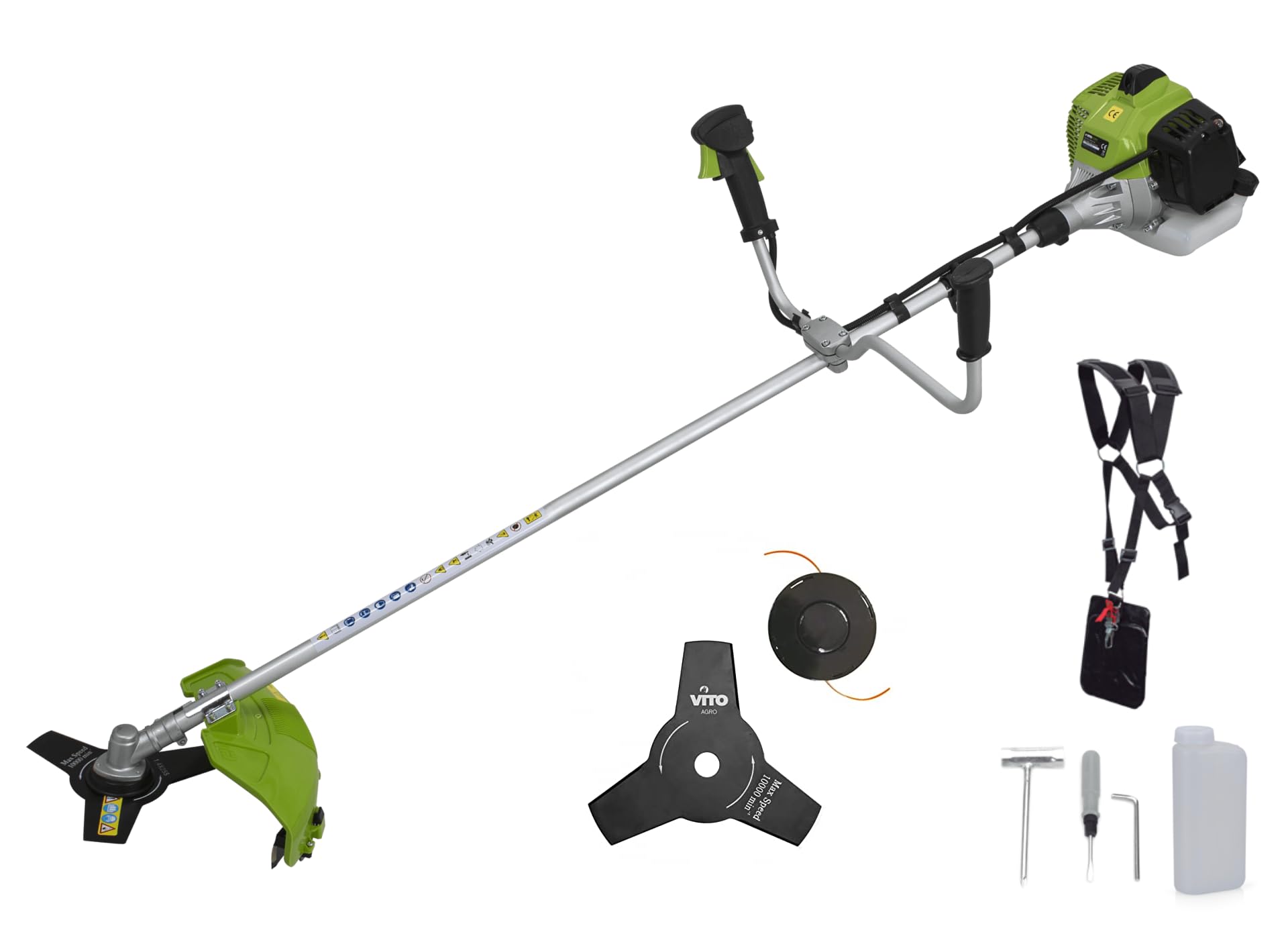 Débroussailleuse thermique 52cm3 moteur 2T avec lame 3 dents VITO