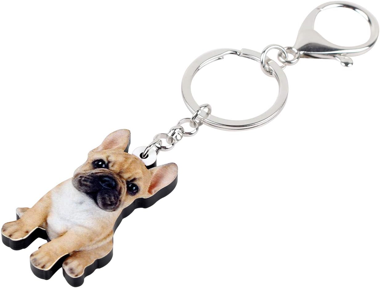 NEWEI Acrylic French Bulldog Puppy Dog Key Chains Animal Rings Purse Car Gift For Women Girls Ladies Charms Pets - Image 3