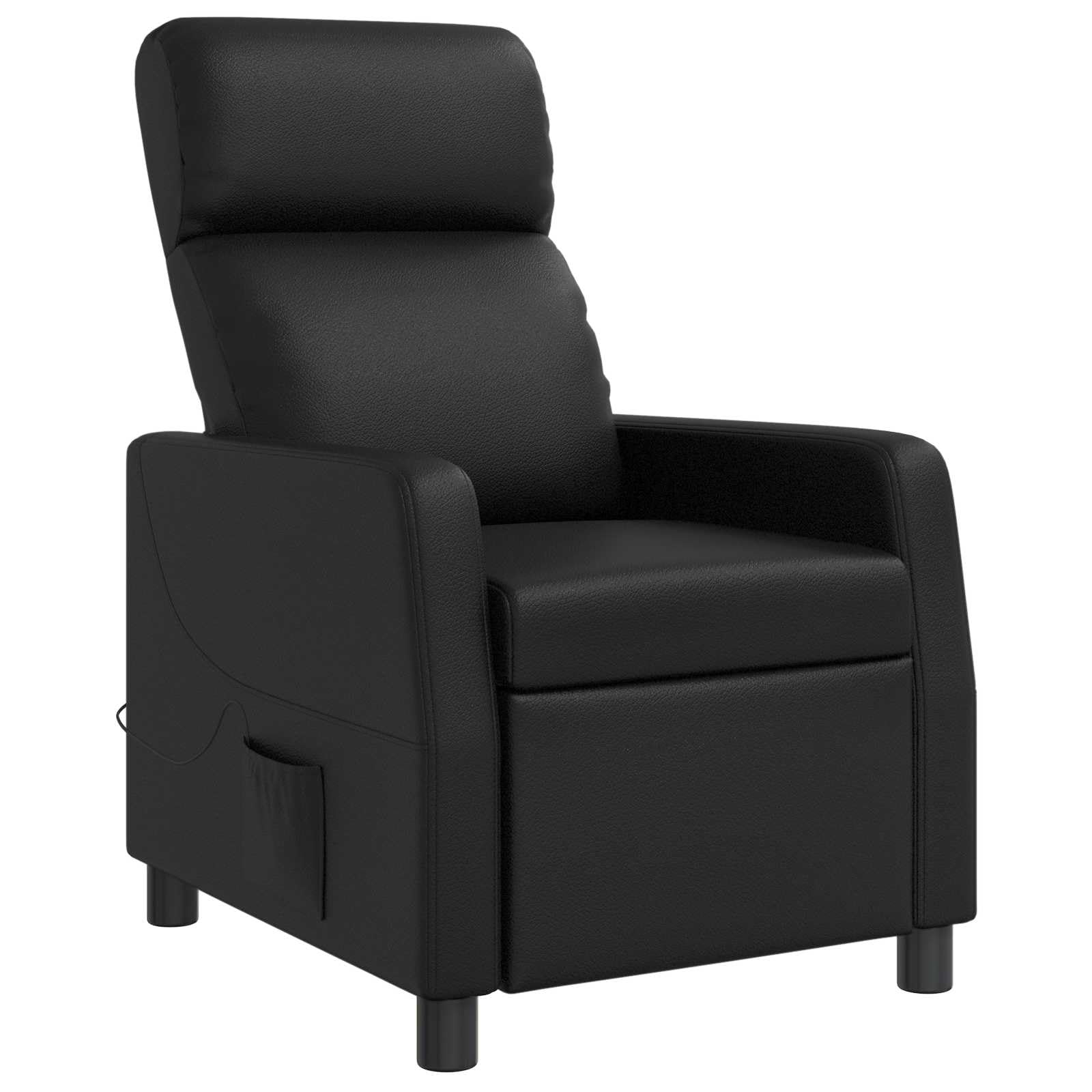 Poltrona relax nera in ecopelle con funzione reclinabile regolabile 115-160