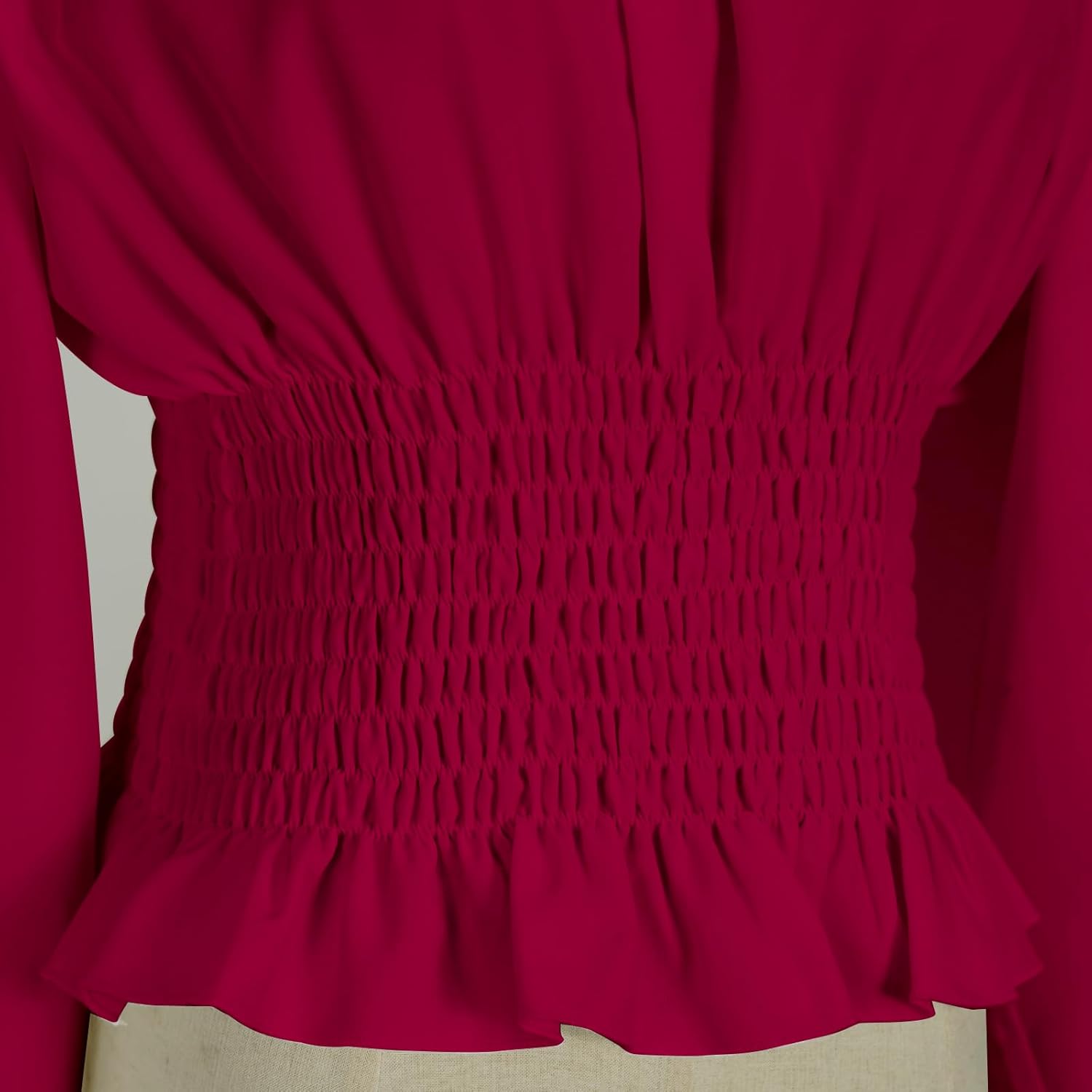 Womens Renaissance Blouse Peasant Off Shoulder Tops Pirate Long Sleeve Peasant Blouse - Image 2