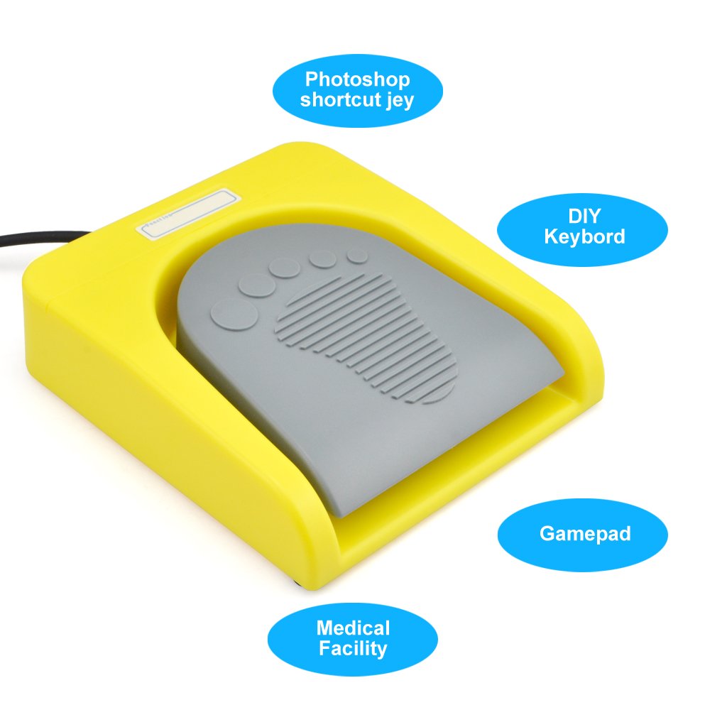 iKKEGOL USB Single Foot Switch Control One Key Customized Computer Keyboard Action Pedal HID Yellow