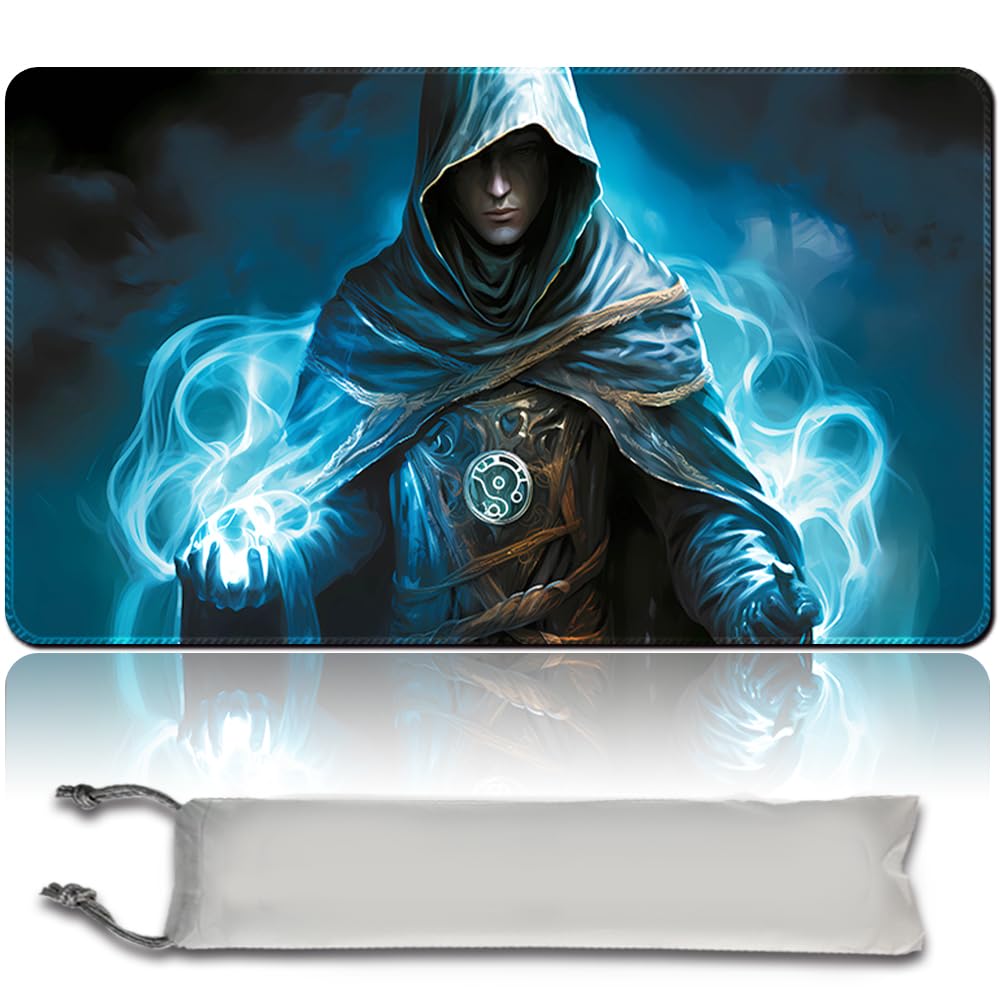 Board Game MTG Playmat Free Waterproof Bag, Sewn Edges,Card Enthusiasts TCG Playmat Mouse Pad MTG Game Mats With Zones (Original Playmat) (No Zone,Jace)