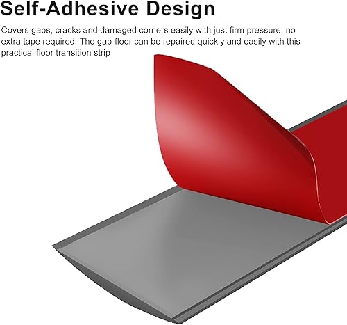 Miniatura 6 de RENLXFI Tira de transición de suelo de vinilo, tira divisora plana autoadhesiva para suelos laminados y baldosas de vinilo, con diseño de grano de