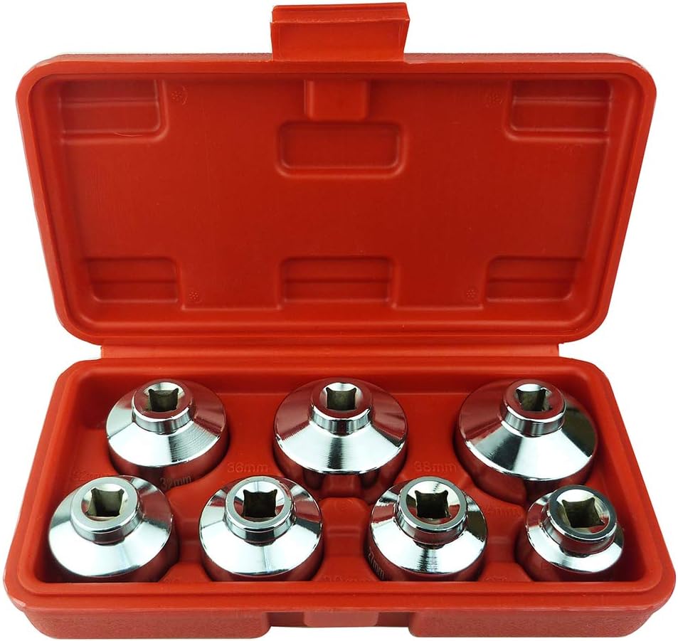 Heavy Duty 7Piece Oil Filter Cap Wrench Tool Kit Can Last